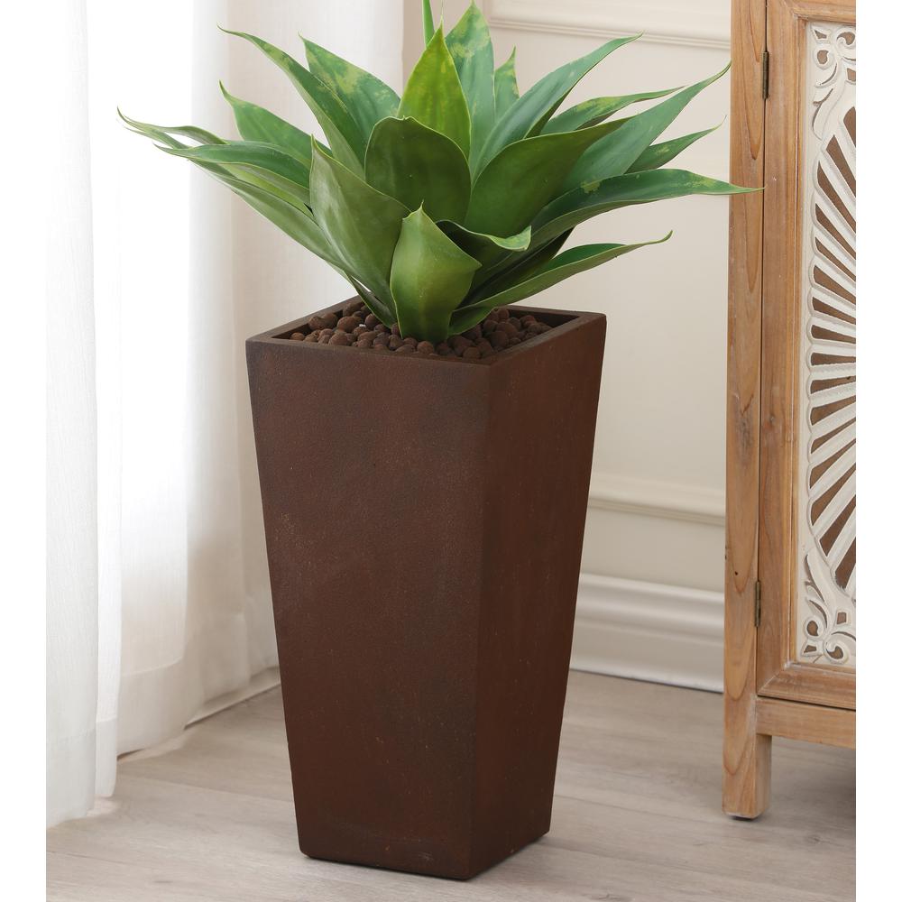 Rustic Brown MgO 18.5in. H Tall Tapered Planter. Picture 3