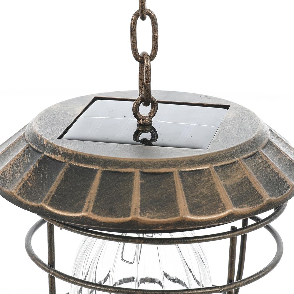 5.9in. Dia. Solar Hanging Accent Globe Light in Iron Lantern. Picture 5