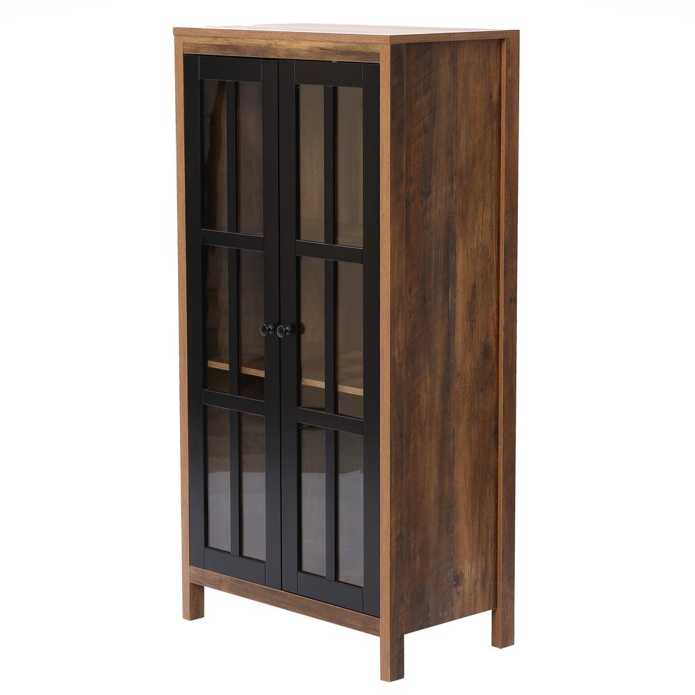 Natural Wood Glass 2-Door Accent Cabinet. Picture 6