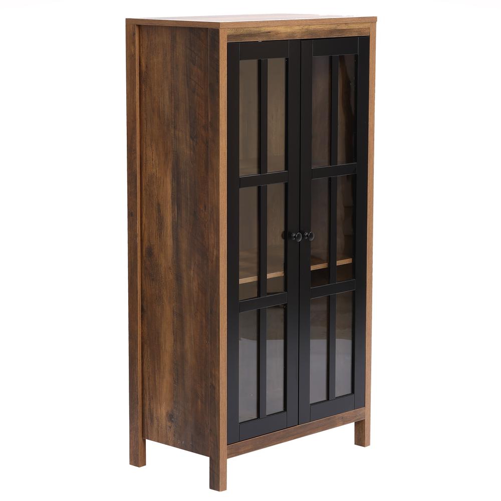 Natural Wood Glass 2-Door Accent Cabinet. Picture 7