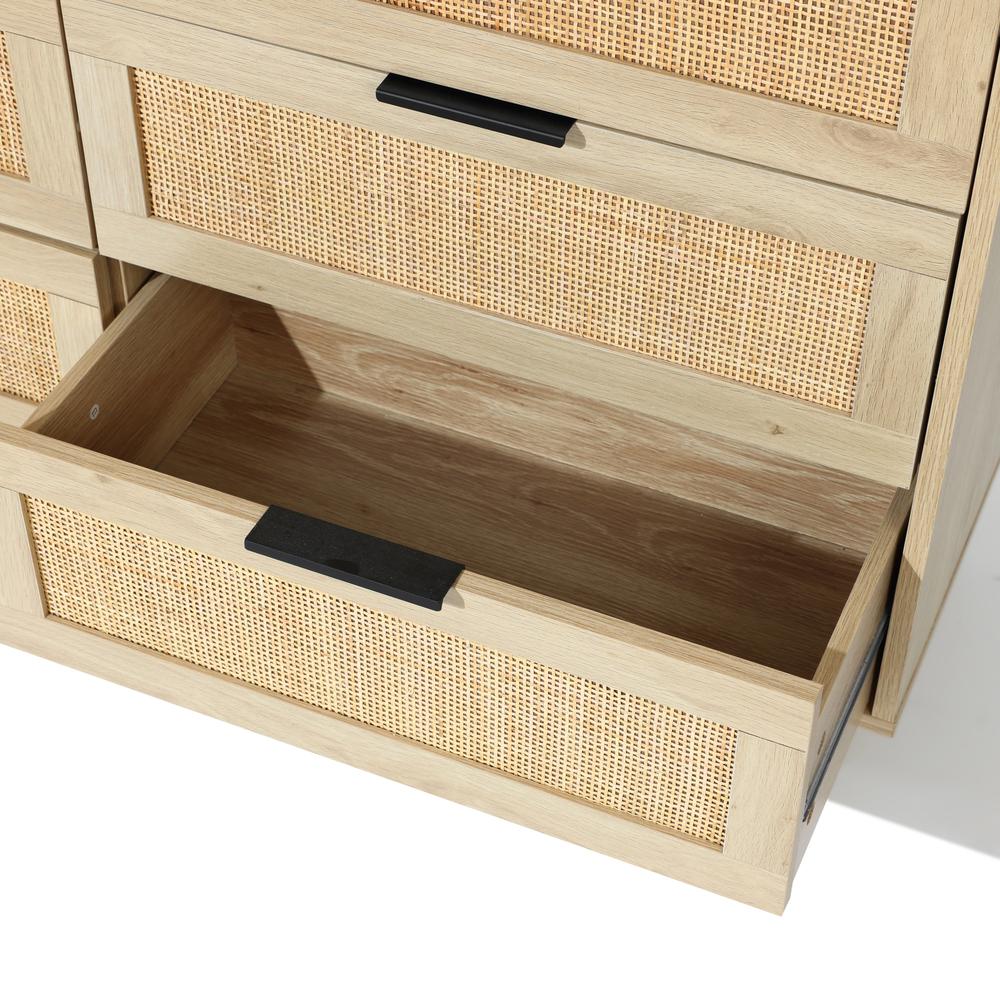 Light Oak Manufactured Wood 6-Drawer Bedroom Dresser. Picture 7