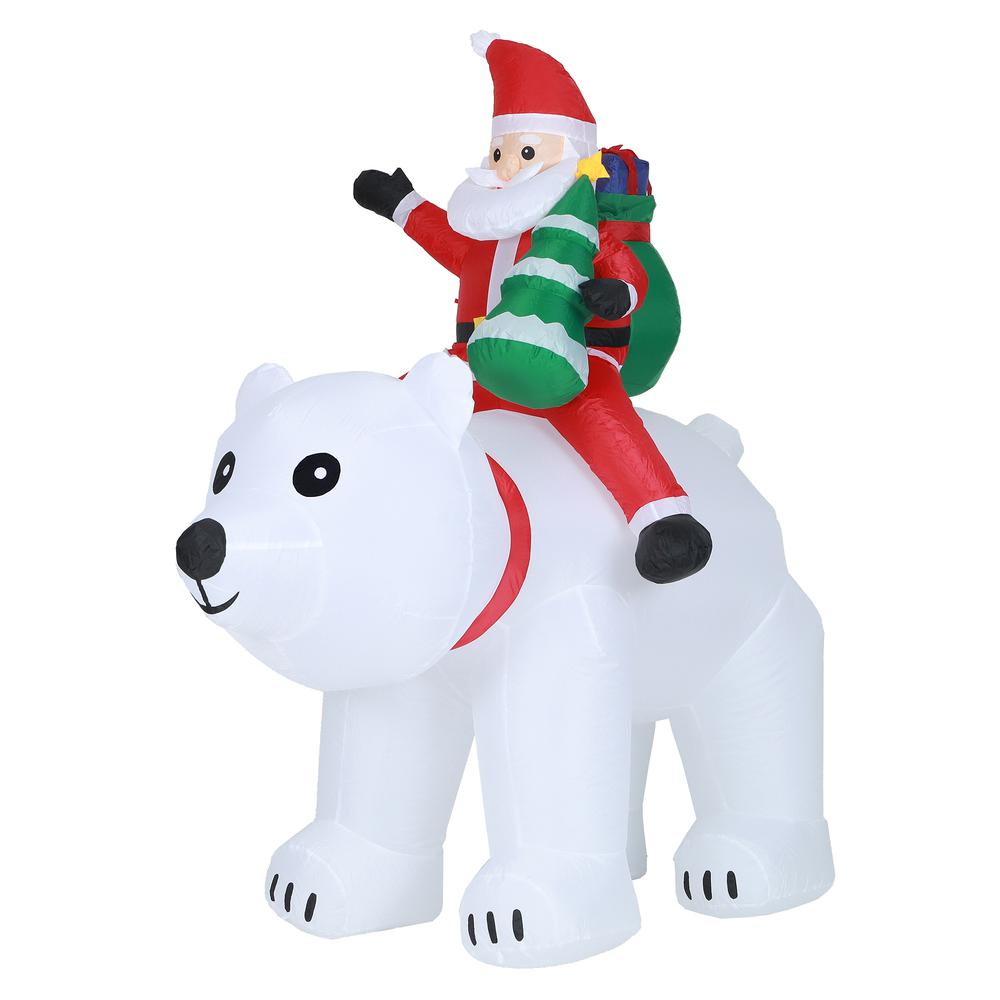 6Ft Santa and Polar Bear Inflatable with LED Lights. Picture 1