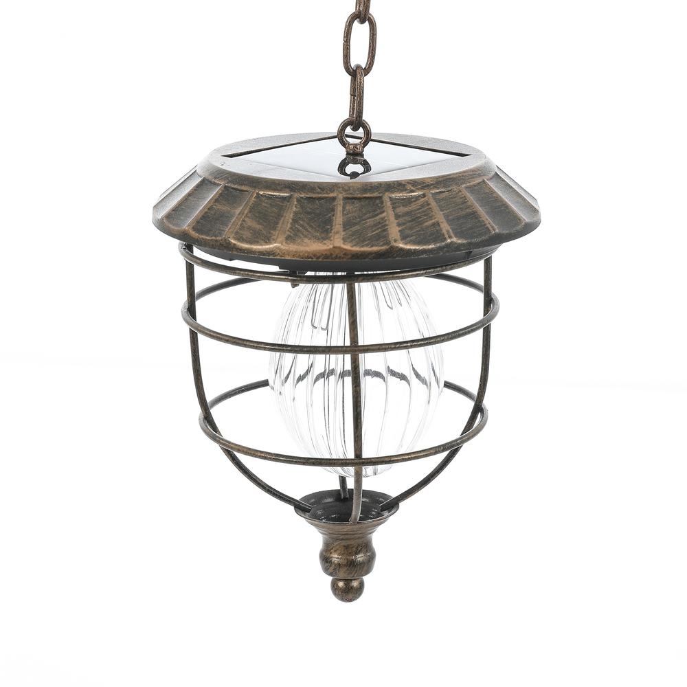 5.9in. Dia. Solar Hanging Accent Globe Light in Iron Lantern. Picture 3