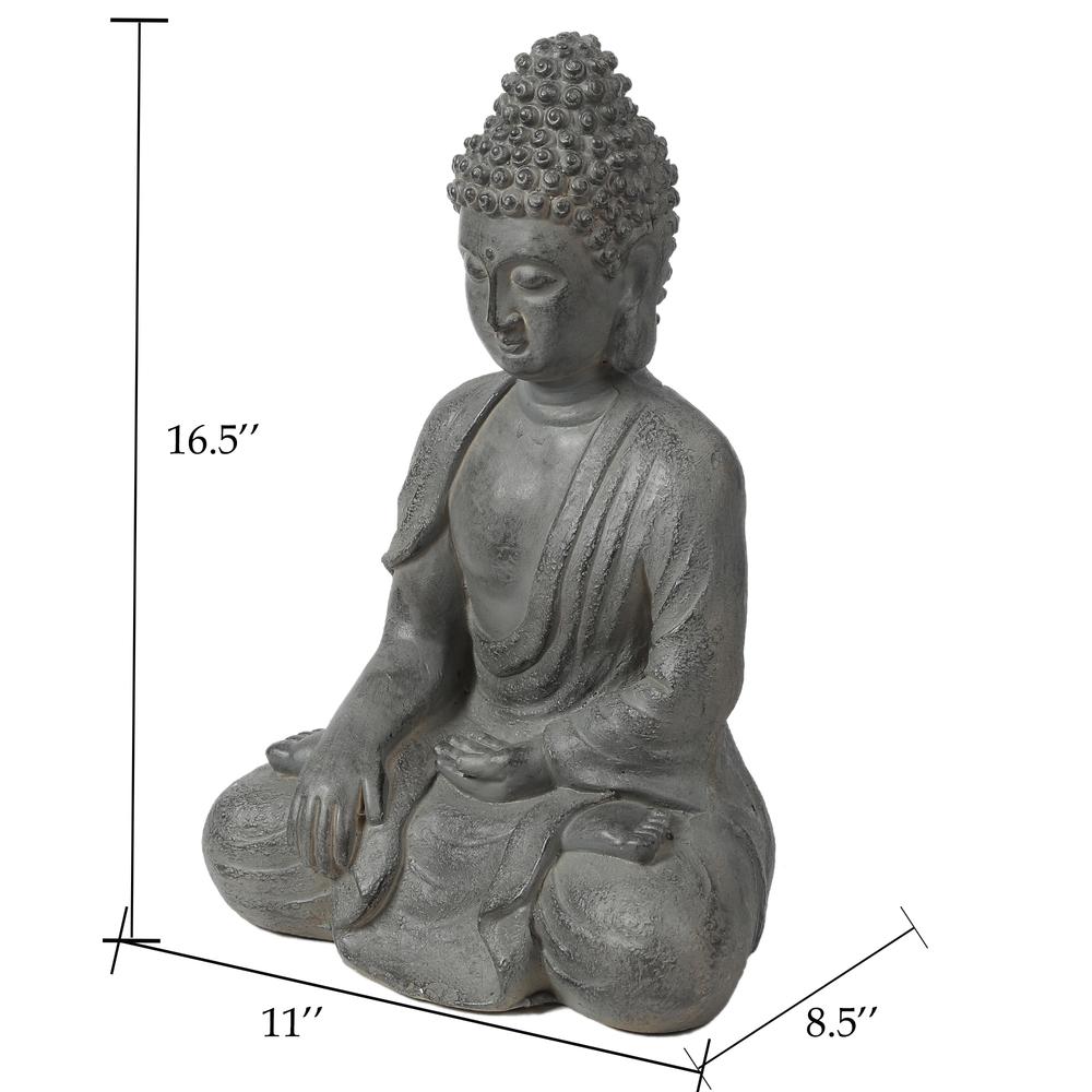 Gray MgO Enlightened Buddha Garden Statue. Picture 5