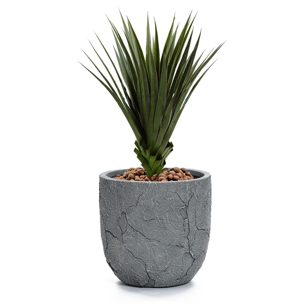 Crackle Gray MgO 14.6" Round Planter. Picture 6