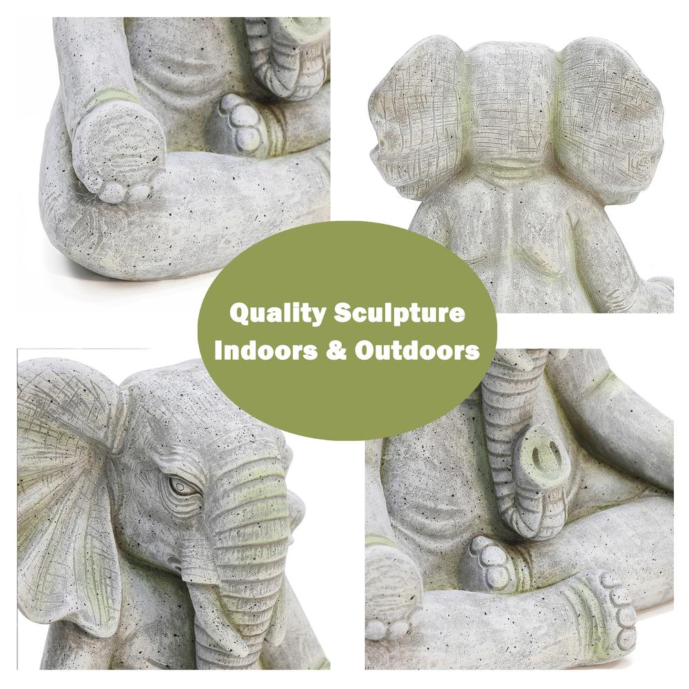 Gray MgO Meditating Elephant Statue. Picture 9