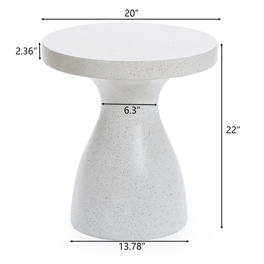 White and Speckled Gray MgO 20" Round Outdoor Side Table. Picture 11