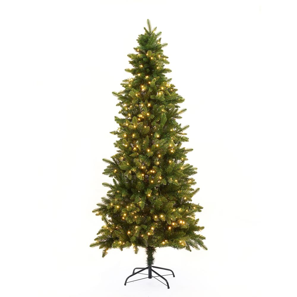 7Ft Pre-Lit LED Artificial Slim Pine Christmas Tree. Picture 6