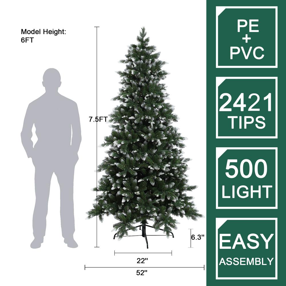 7.5Ft Pre-Lit Snow-Kissed Artificial Christmas Tree. Picture 18
