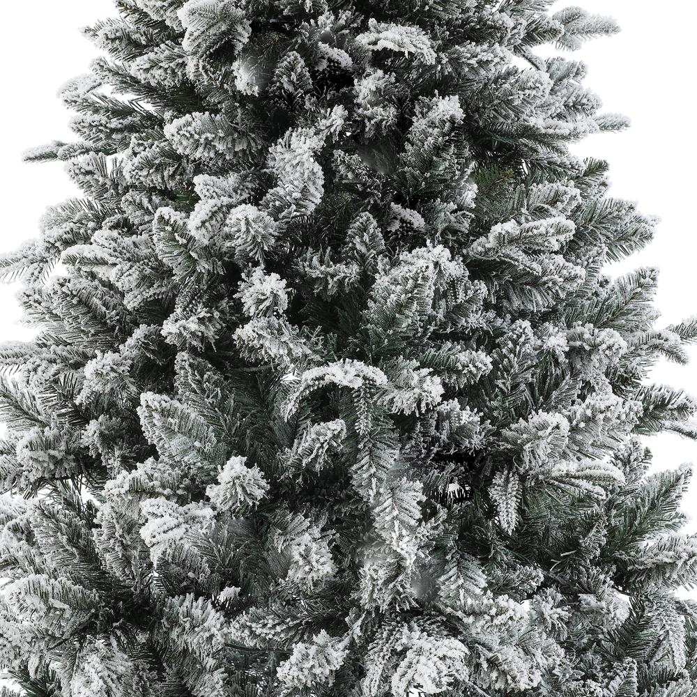 7ft Pre-Lit Flocked Artificial Christmas Tree (Green, white, brown). Picture 6