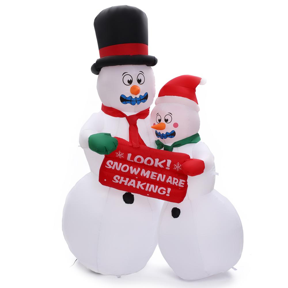 6Ft Holiday Snowman Couple Inflatable with LED Lights. Picture 1