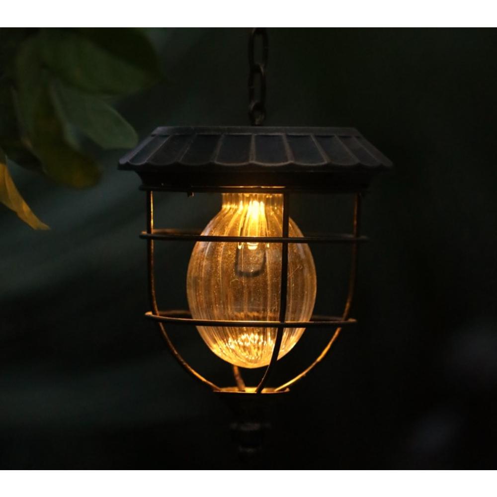 5.9in. Dia. Solar Hanging Accent Globe Light in Iron Lantern. Picture 6