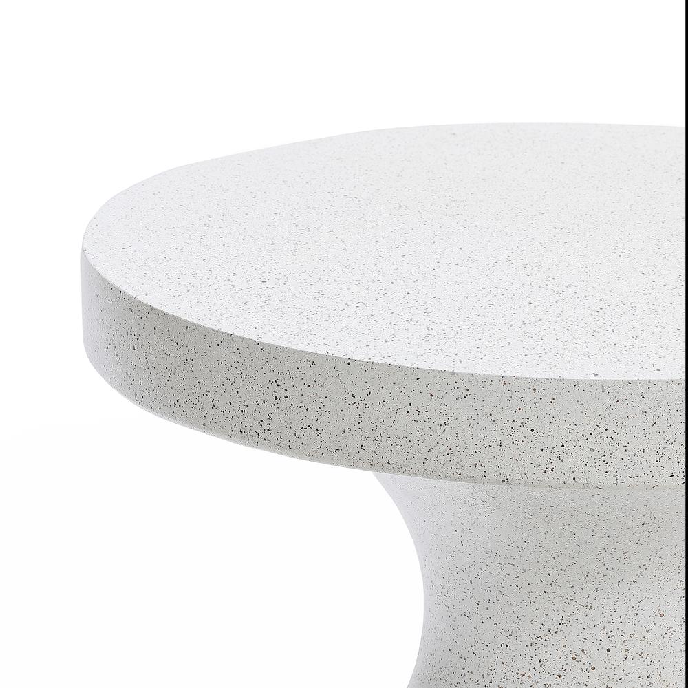 White and Speckled Gray MgO 20" Round Outdoor Side Table. Picture 8