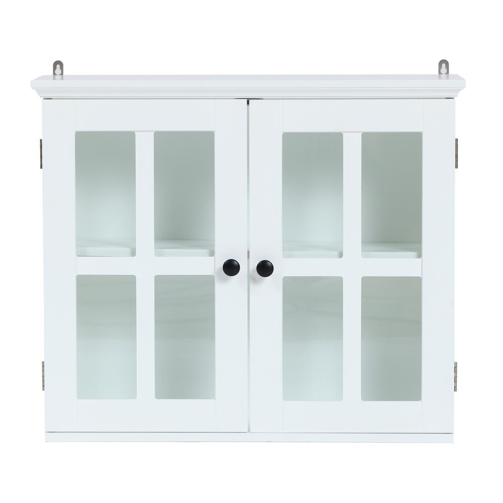 White MDF Wood Glass Pane Bathroom Wall Cabinet. Picture 1