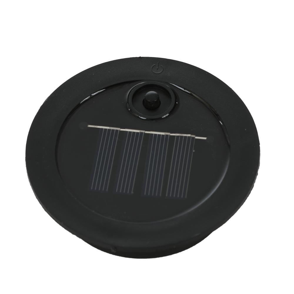 LuxenHome 6-Inch Black Metal Rain Solar Powered Outdoor Decorative Lantern. Picture 5