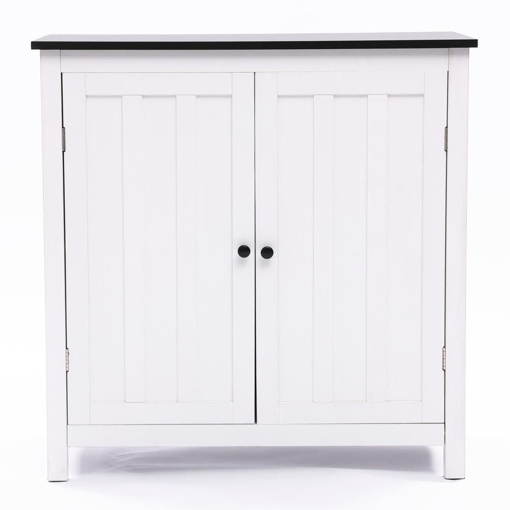 White Manufactured Wood 2-Door Bathroom Linen Cabinet. Picture 1