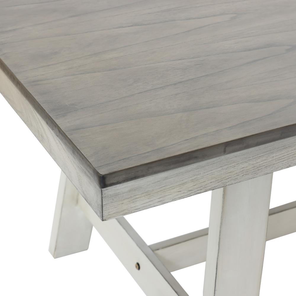 64.5" Rectangular Distressed Off White and Rubberwood Dining Table. Picture 11