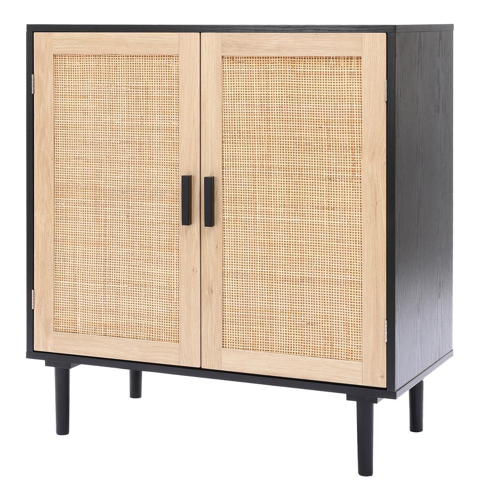 Black and Brown Wood 2-Door Storage Cabinet. Picture 5