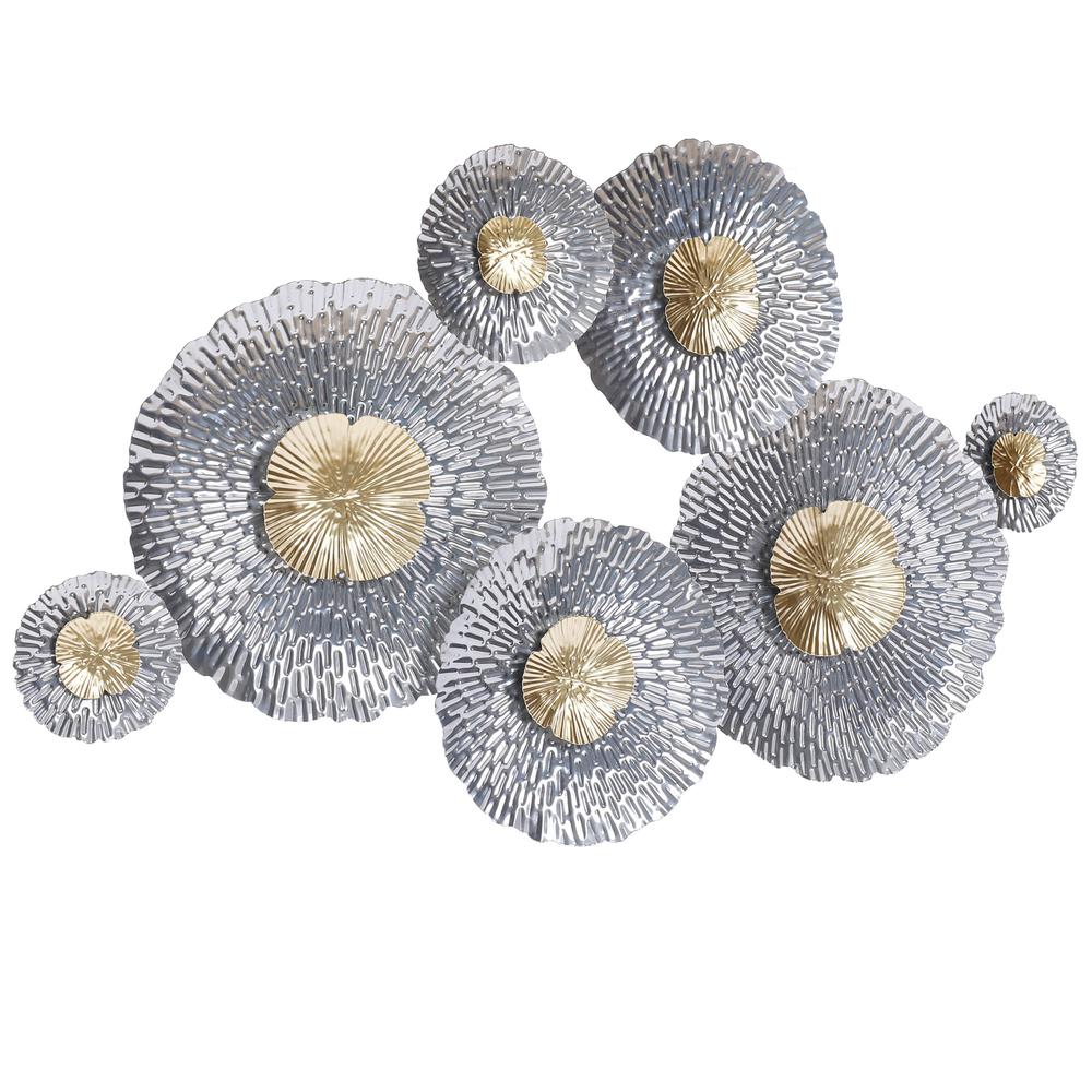 Silver and Gold Flowers Metal Wall Decor. Picture 6