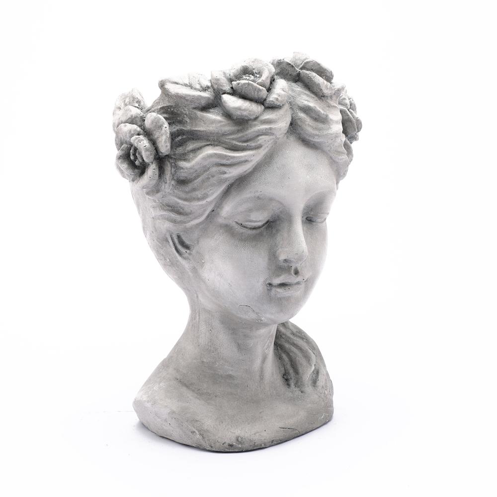 LuxenHome Gray MgO Lady Rose Wreath Bust Planter. Picture 6