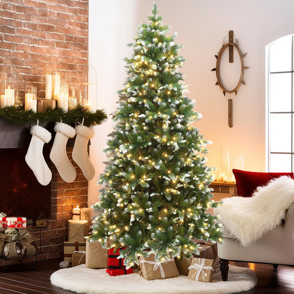 7.5Ft Pre-Lit Snow-Kissed Artificial Christmas Tree. Picture 2