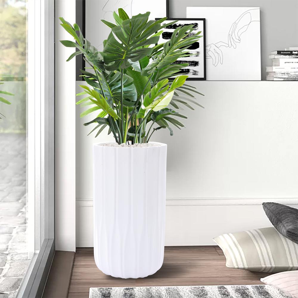White MgO 21.56-in Tall Round Planter. Picture 2