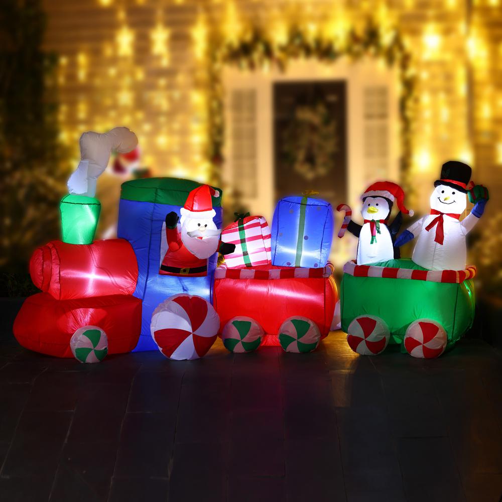 12Ft Santa Snowman Train Inflatable with LED Lights. Picture 3