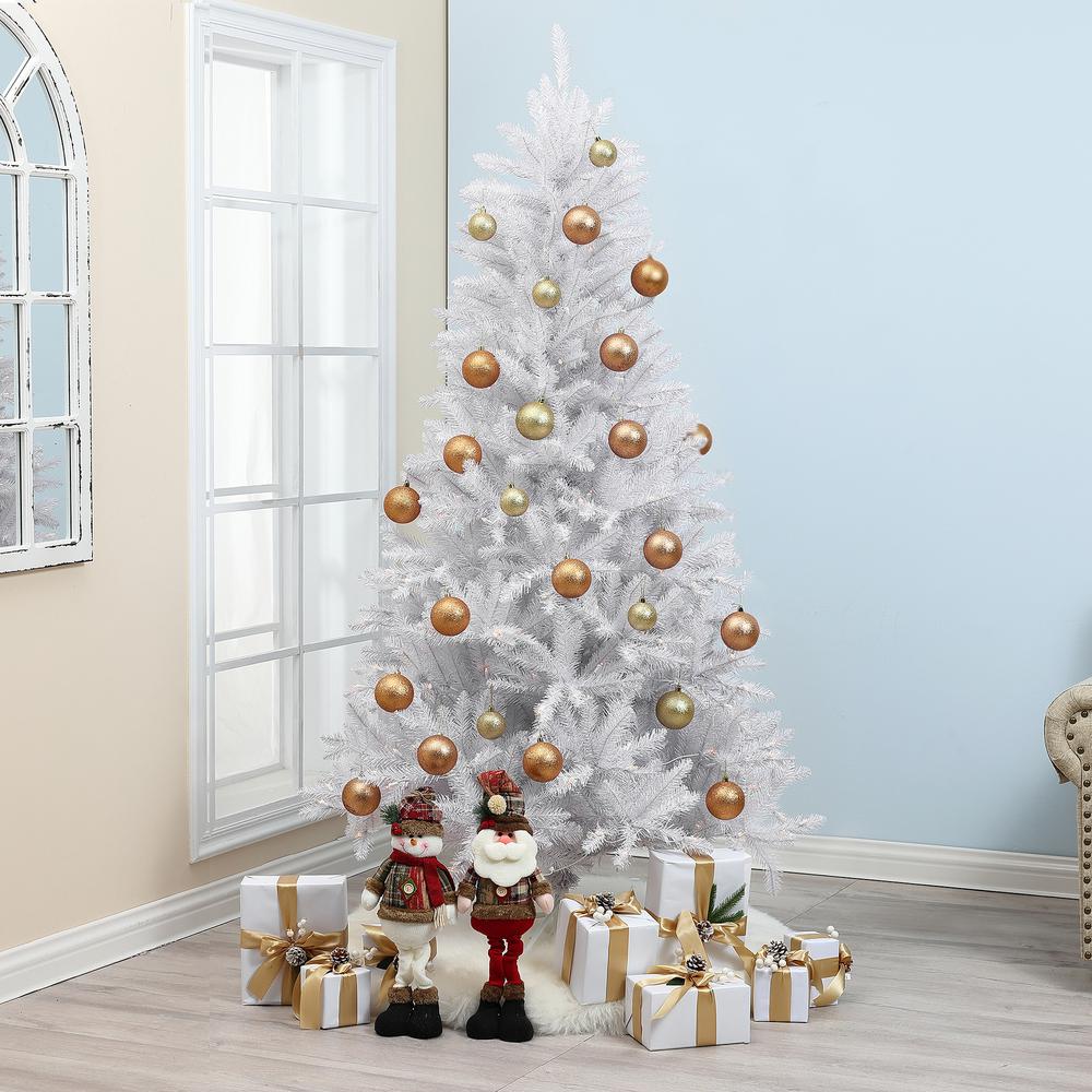 6.5Ft Pre-Lit Artificial White Full Christmas Tree. Picture 4