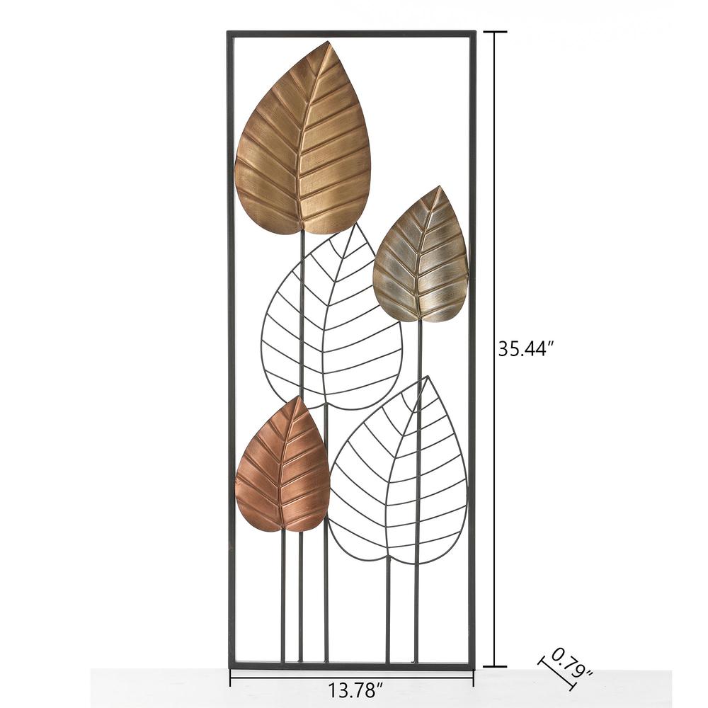 2-Piece Bronze and Black Metal Leaf Wall Decor. Picture 9