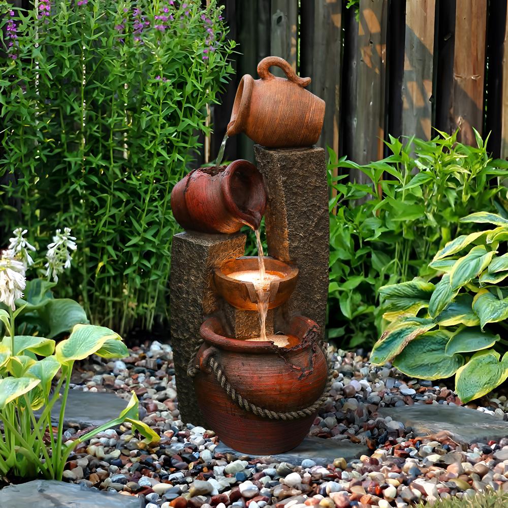 Resin Pots and Posts Outdoor Fountain. Picture 8