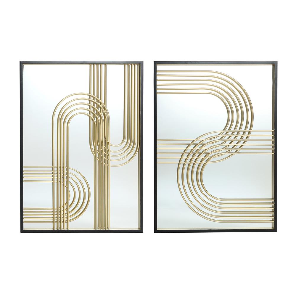 Set of 2 Modern Iron Loops Rectangular Accent Wall Mirrors. Picture 1