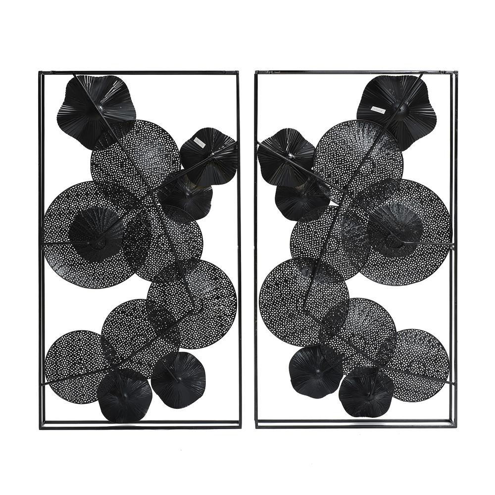 Set of 2 Modern Multi-Color Abstract Flowers Metal Wall Decor. Picture 8