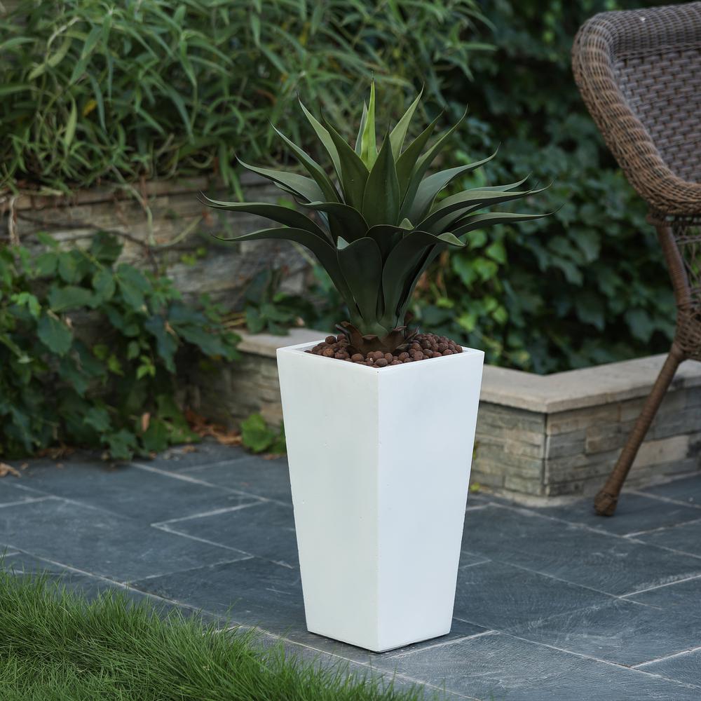 White MgO 18.5in. H Tall Tapered Planter. Picture 2
