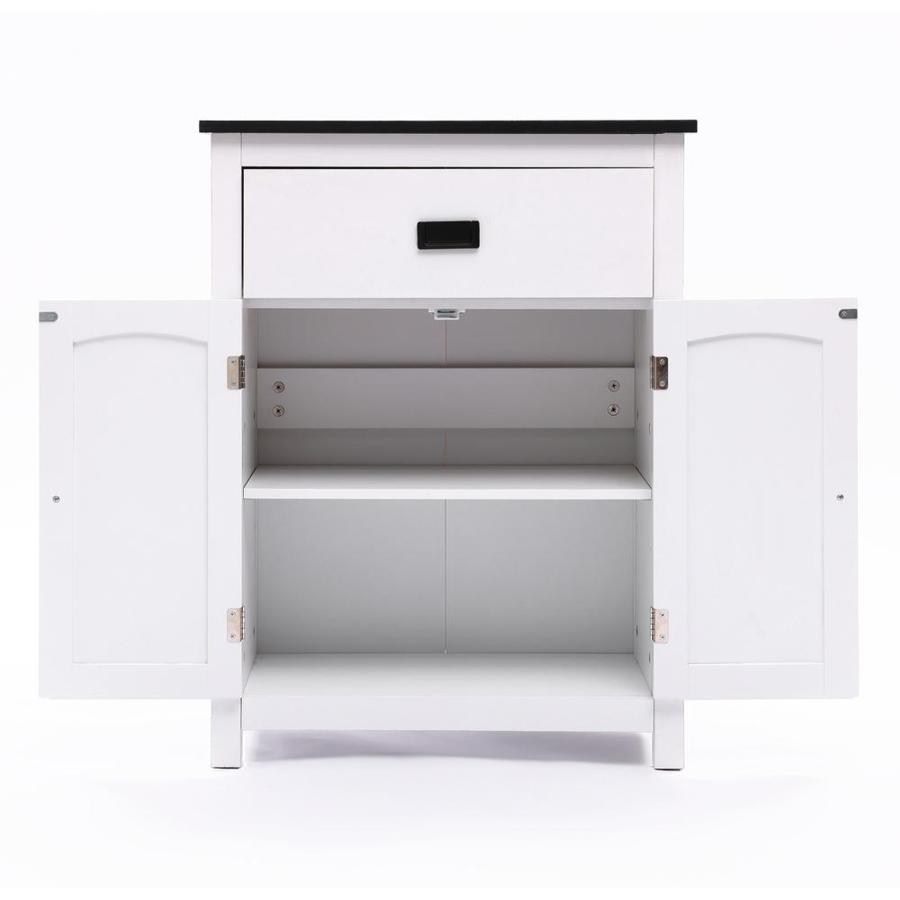 White Manufactured Wood 1-Drawer 1-Door Bathroom Linen Cabinet. Picture 8