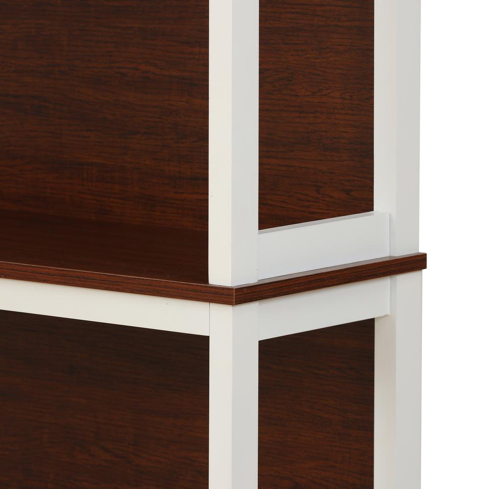 4-Shelf White and Walnut Engineered Wood Bookcase. Picture 9