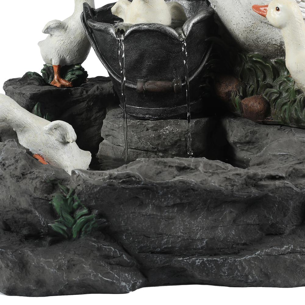 Resin Duck Family Outdoor Patio Fountain. Picture 12