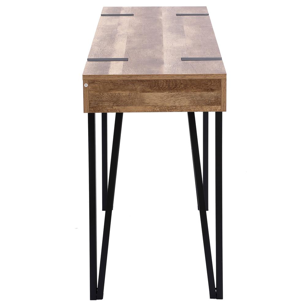 Oak Finish MDF Wood Black Metal Console Entry Table. Picture 9