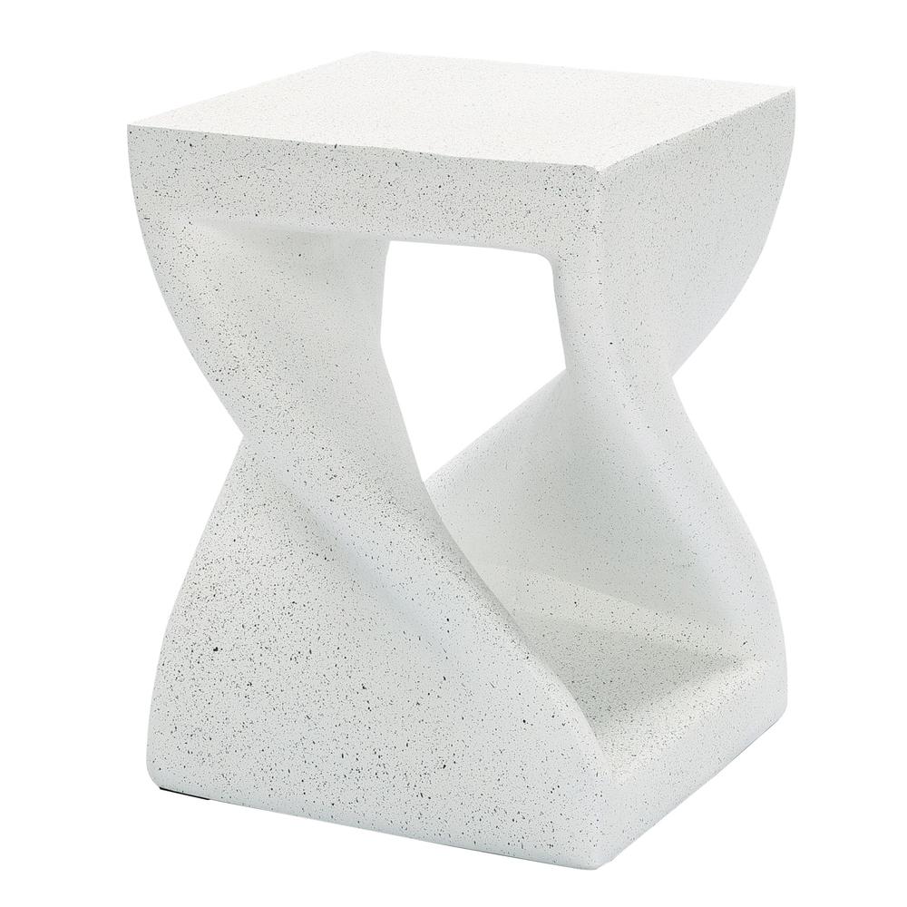Speckled White MgO Square Twisted Indoor and Outdoor Side Table. Picture 4