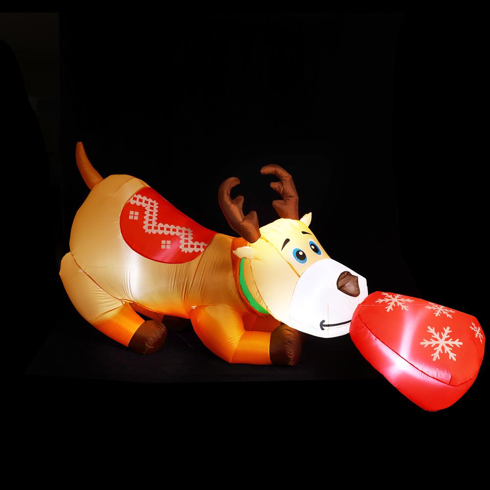 9Ft Reindeer and Gift Inflatable with LED Lights. Picture 4