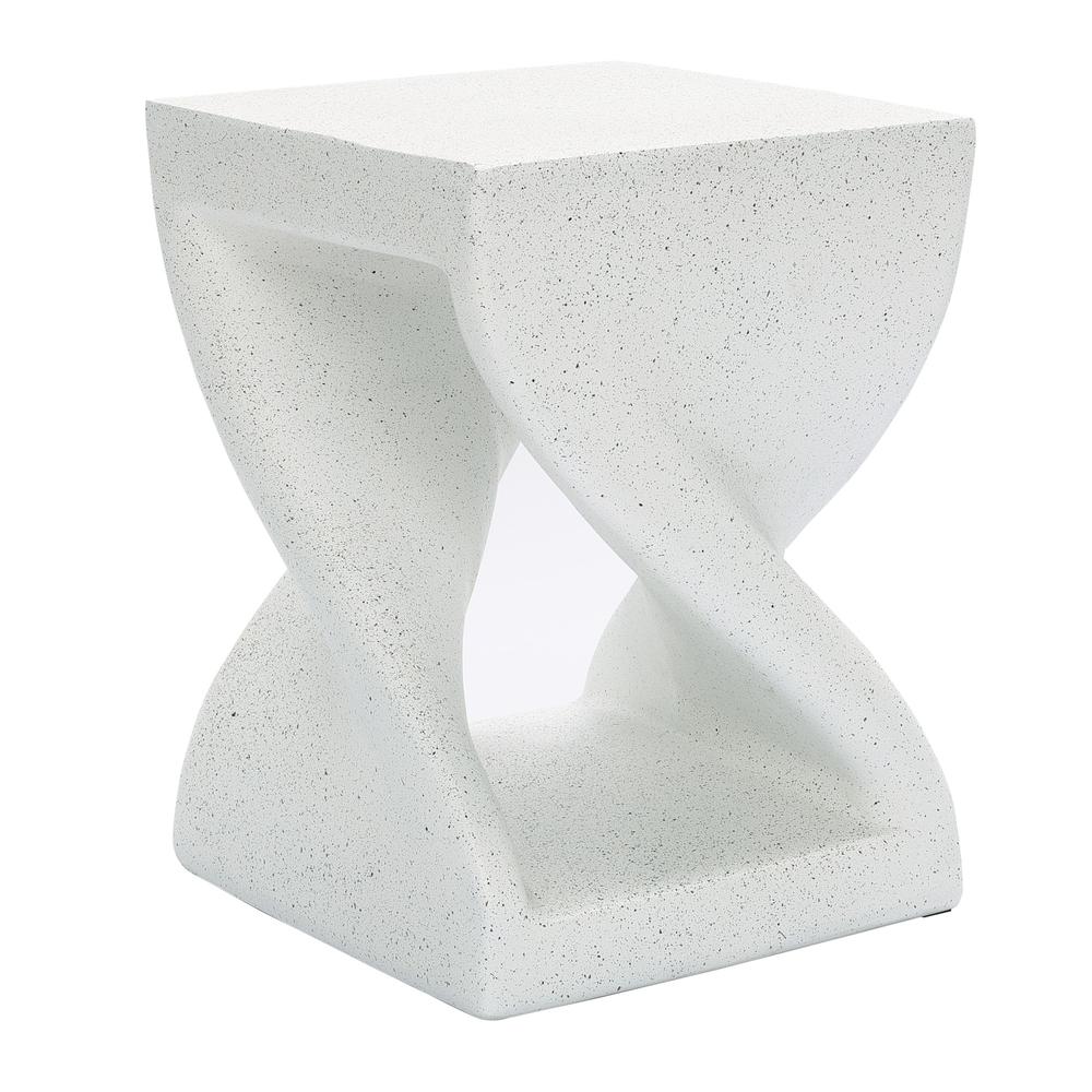 Speckled White MgO Square Twisted Indoor and Outdoor Side Table. Picture 3