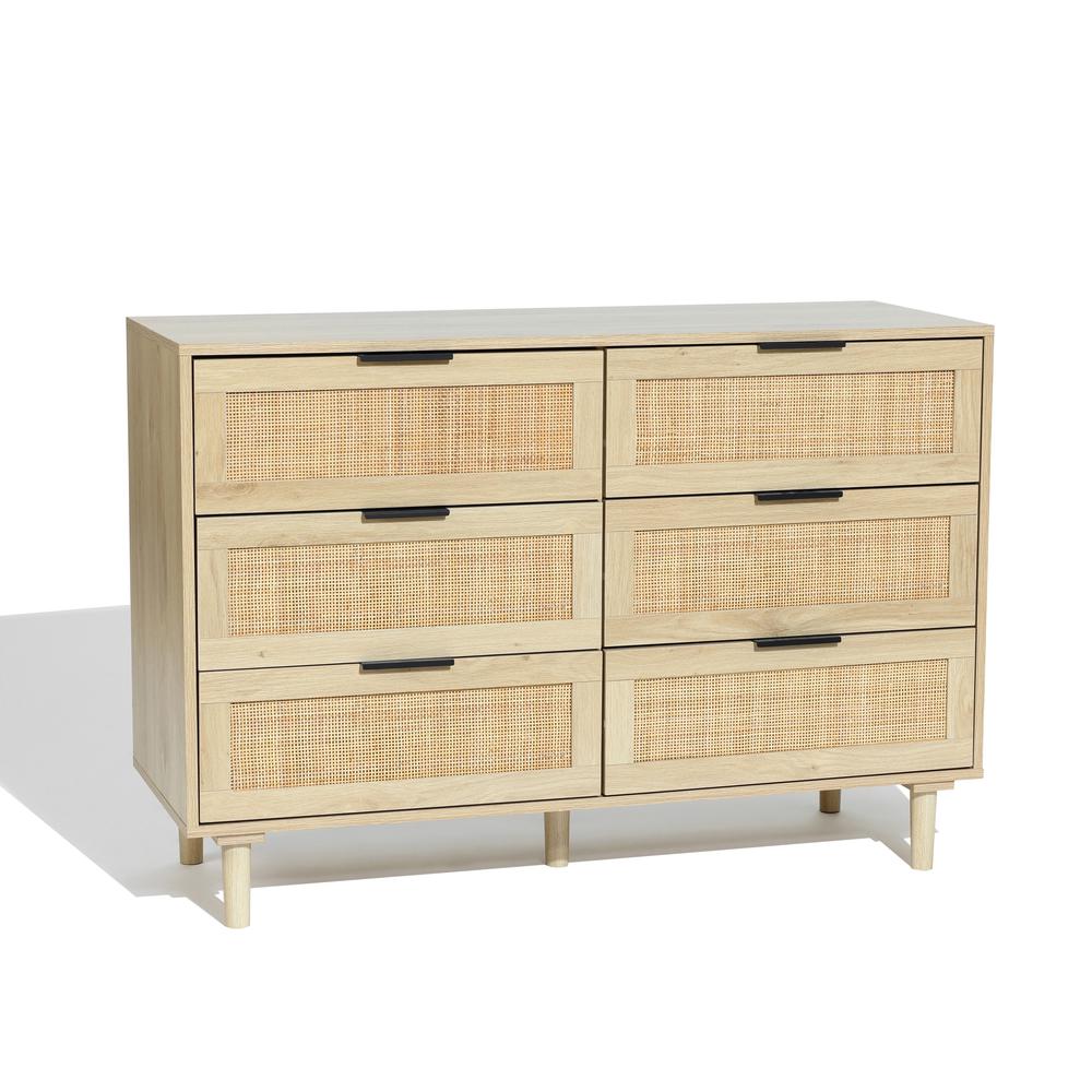Light Oak Manufactured Wood 6-Drawer Bedroom Dresser. Picture 2