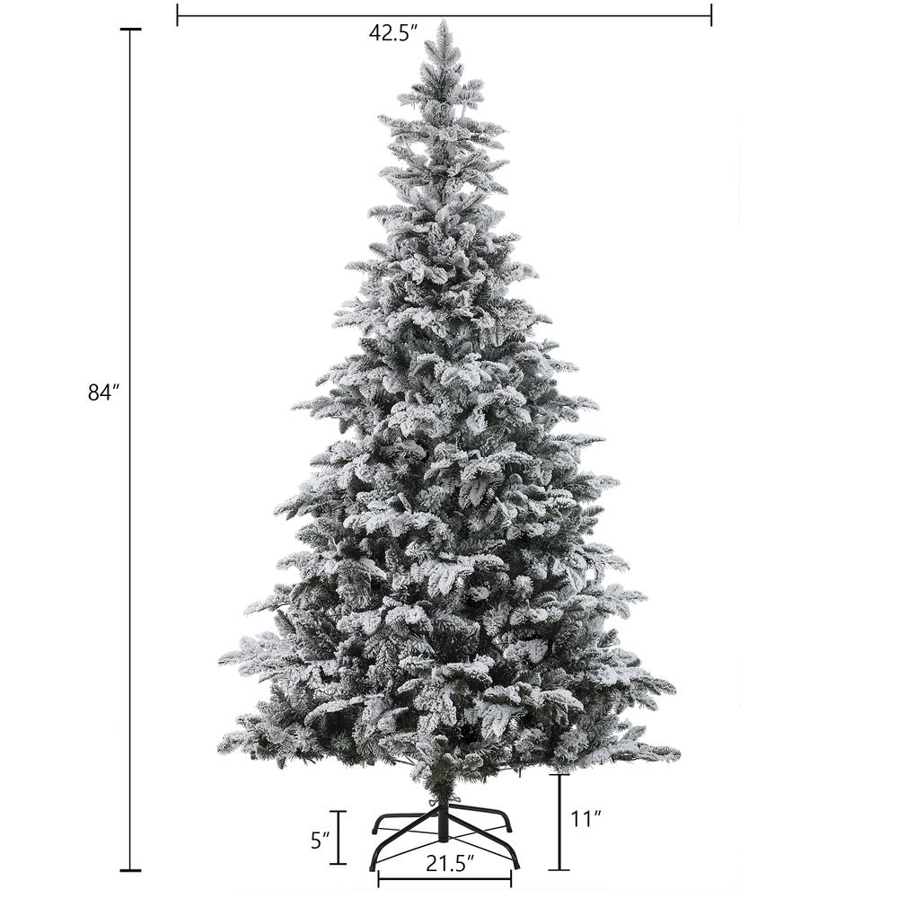 7ft Pre-lit PE/PVC Artificial Flocked Christmas Tree. Picture 8