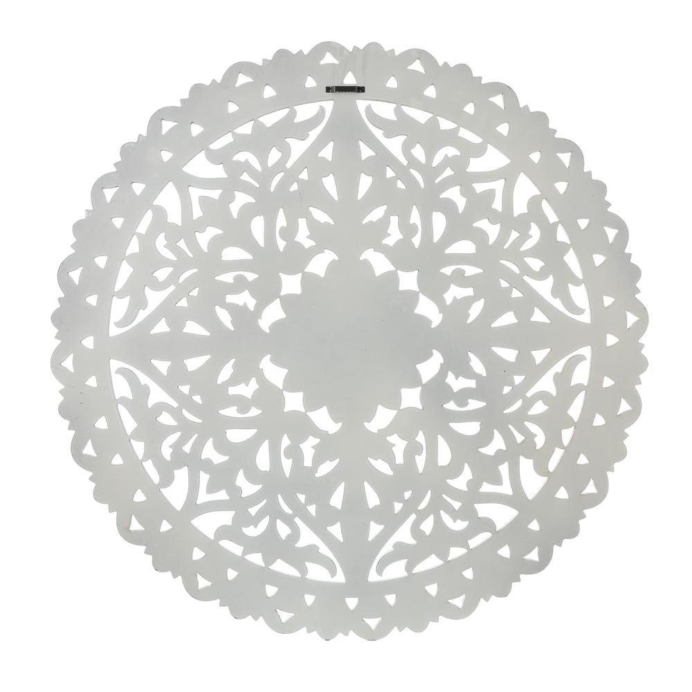White Wood Flower Round Wall Decor. Picture 8