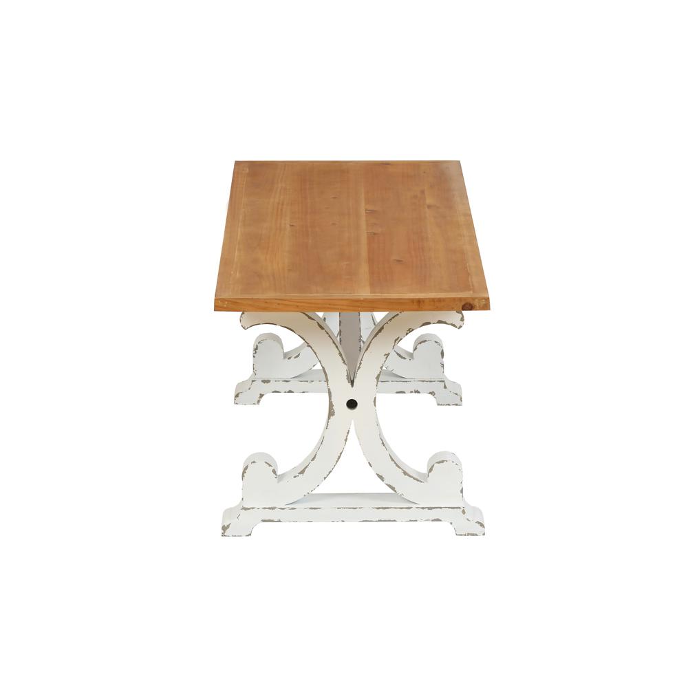 Farmhouse Distressed White and Natural Wood Coffee Table. Picture 4