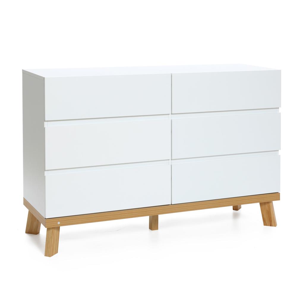 Modern White Wood 6-Drawer Dresser. Picture 3