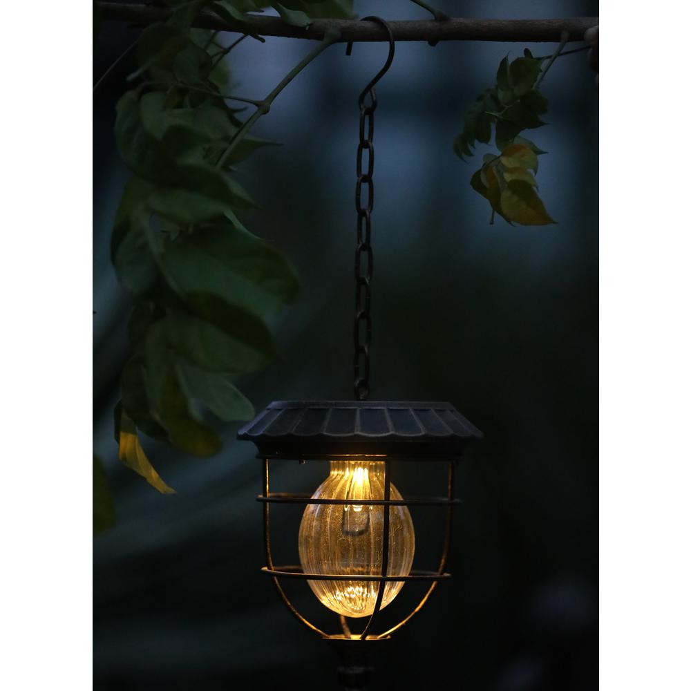 5.9in. Dia. Solar Hanging Accent Globe Light in Iron Lantern. Picture 2