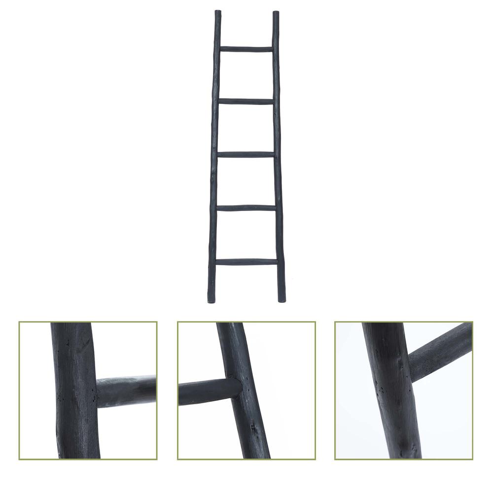 Rustic Black Wood 5-Ft Blanket Ladder. Picture 5