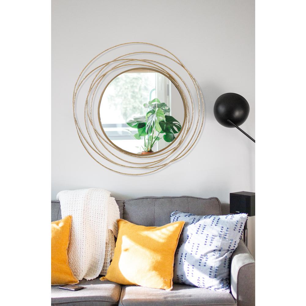 Gold Metal Frame Round Wall Mirror. Picture 8