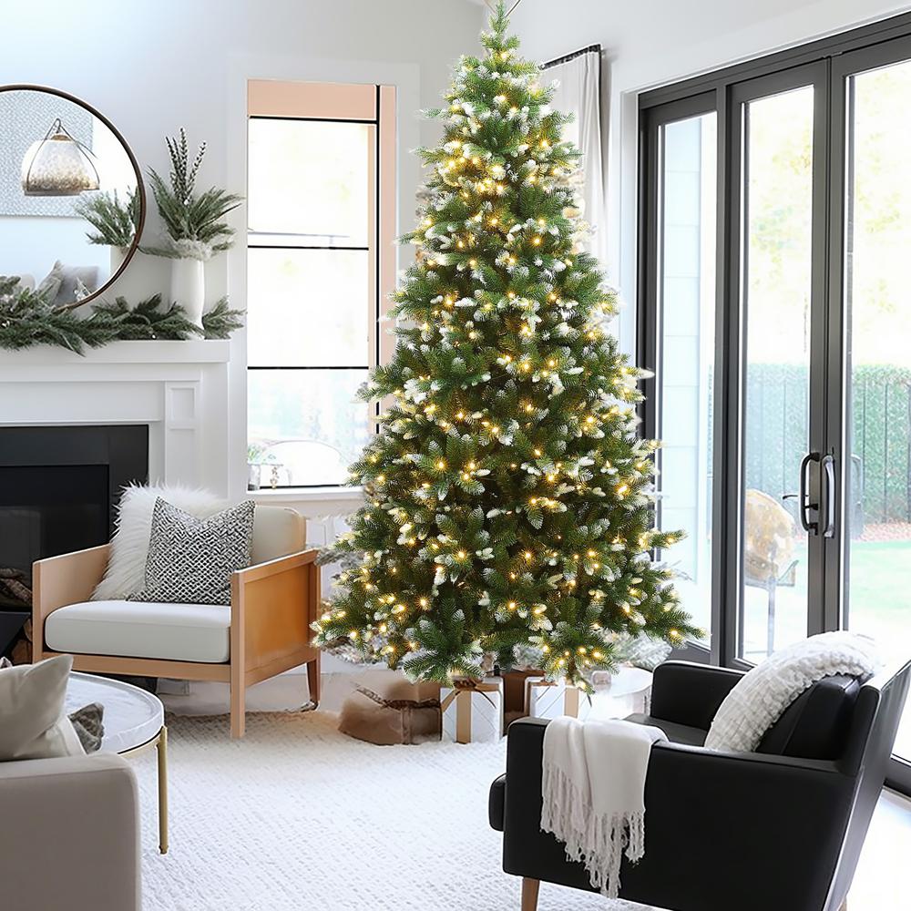 7.5Ft Pre-Lit Snow-Kissed Artificial Christmas Tree. Picture 6
