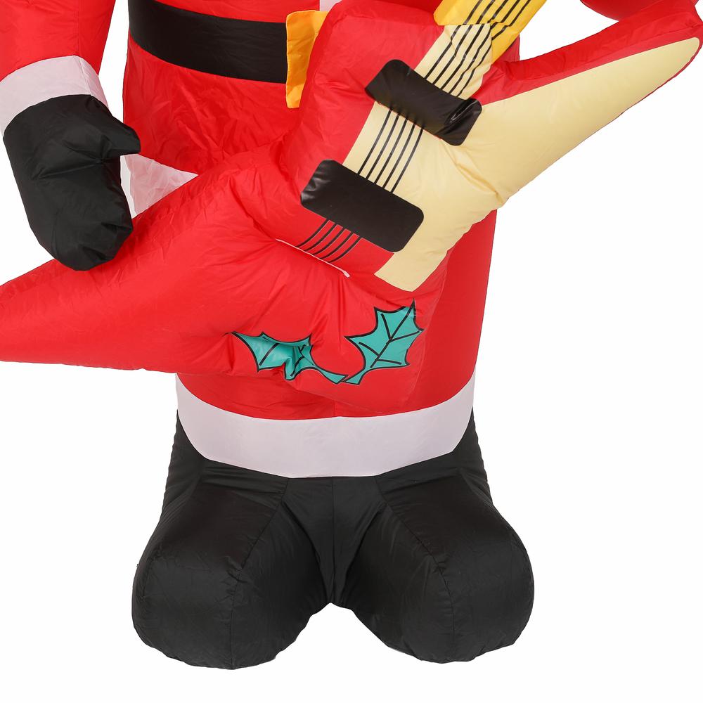 7Ft Rocking Santa with Guitar Inflatable with LED Lights. Picture 5